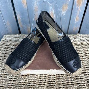 Tory Burch Grenada A-Line Mesh Espadrille Black Sz 8 1/2